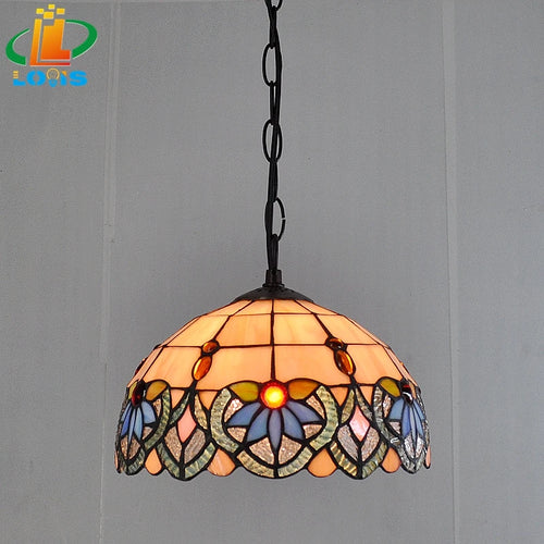 lustre orchidée style tiffany en verre teinté pour intérieur élégant - vue 9 sur 9
