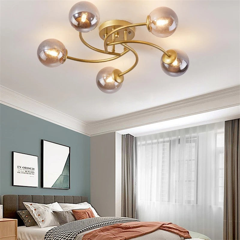 plafonnier nordique simple en verre avec led moderne - vue 5 sur 12