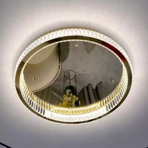 Plafonnier luxe moderne LED dorée rond
