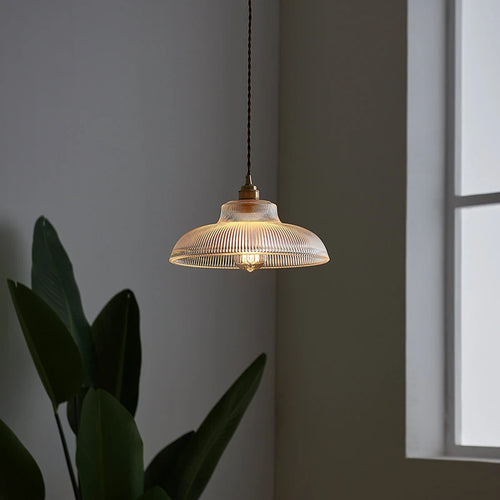 suspension vintage nordique en verre à rayures - vue 4 sur 12