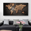 carte du monde vintage peinture sur toile art mural décoratif