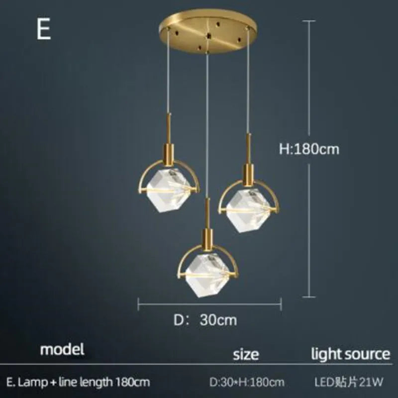 lampe nordique créative en cristal pour restaurant et bar - vue 14 sur 14
