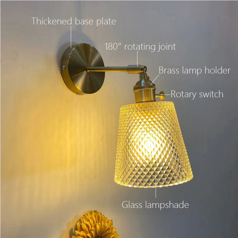 Applique murale verre rotatif laiton led miroir intérieur - vue 4 sur 23