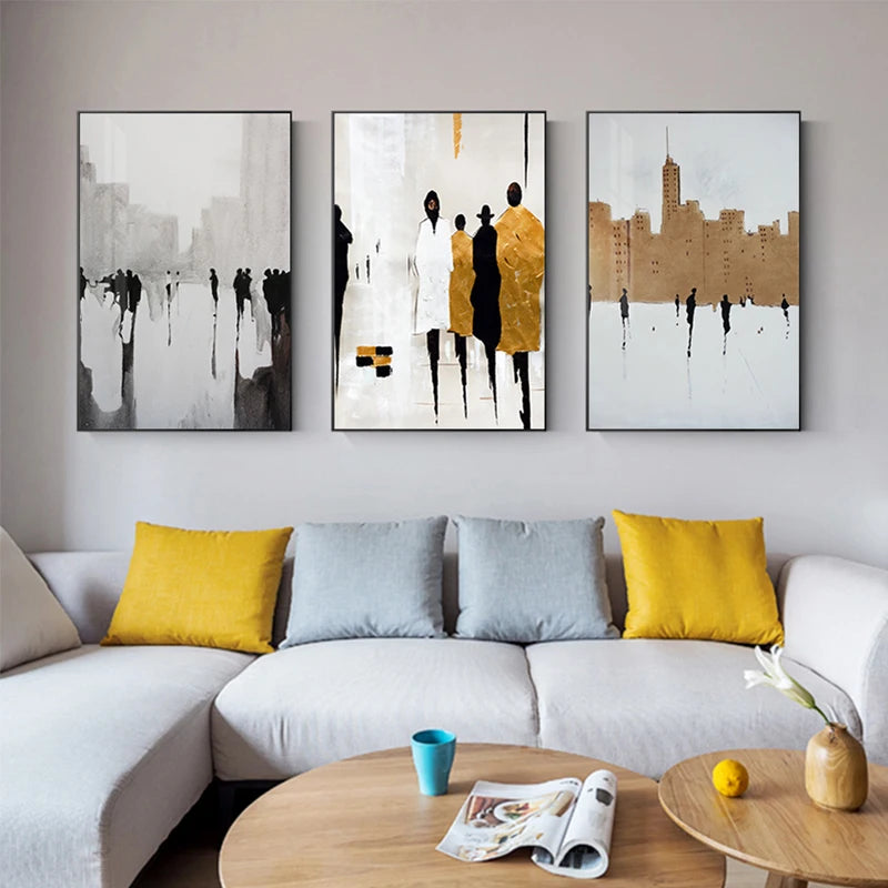 peinture abstraite noire et blanche pour décoration murale