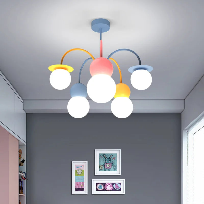 lustre nordique pour enfants dessin animé led suspension - vue 4 sur 9