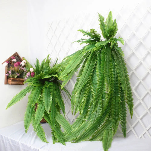 plantes artificielles suspendues grandes plantes tropicales en rotin décoratives - vue 3 sur 11