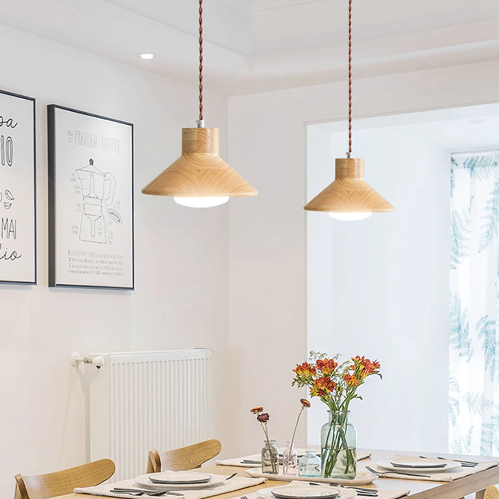 suspension luminaire led nordique moderne en bois pour décoration maison - vue 3 sur 7