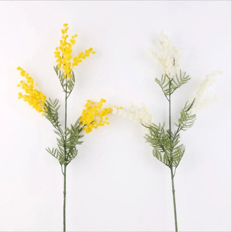 branche de mimosa artificielle avec feuilles de palmier tropicales - vue 5 sur 8