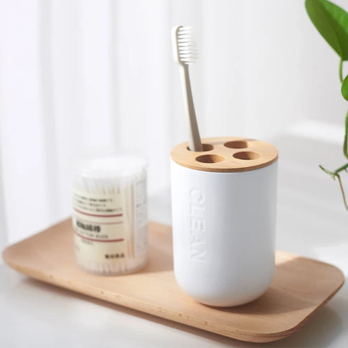 accessoires de salle de bain en bois de bambou