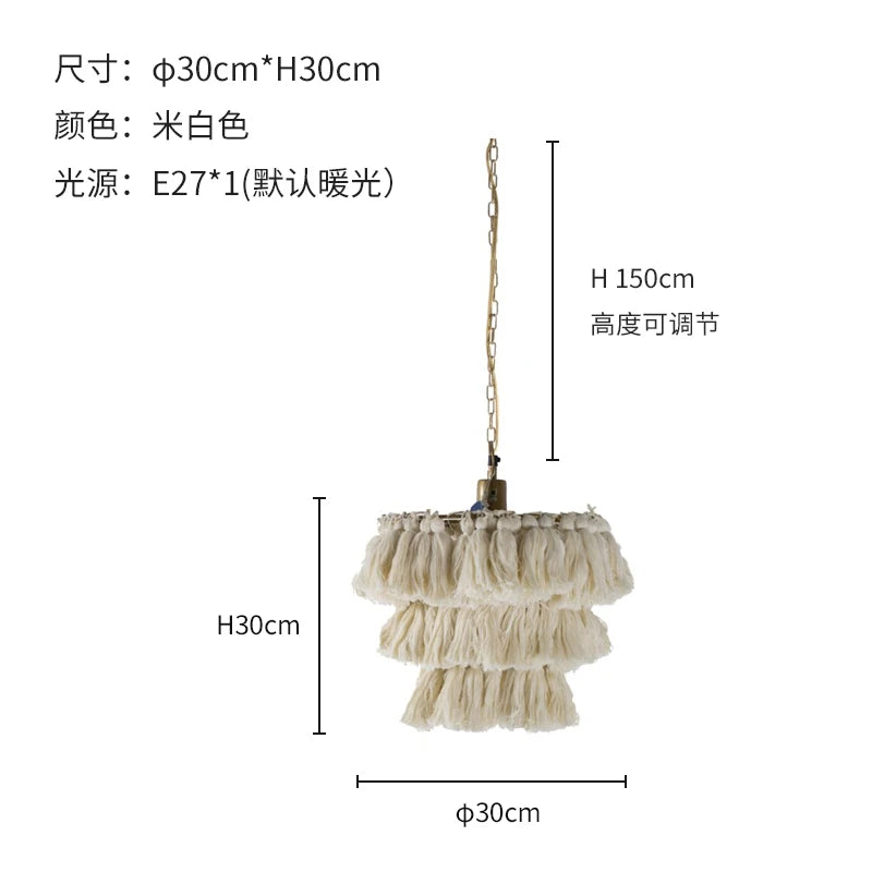 suspension moderne en coton avec pampilles design nordique artistique - vue 11 sur 22
