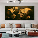 carte du monde vintage peinture sur toile art mural décoratif