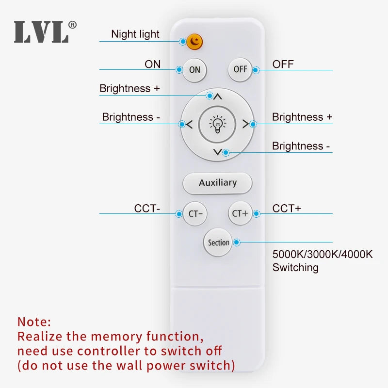 plafonnier led moderne télécommandé à intensité variable - vue 5 sur 14