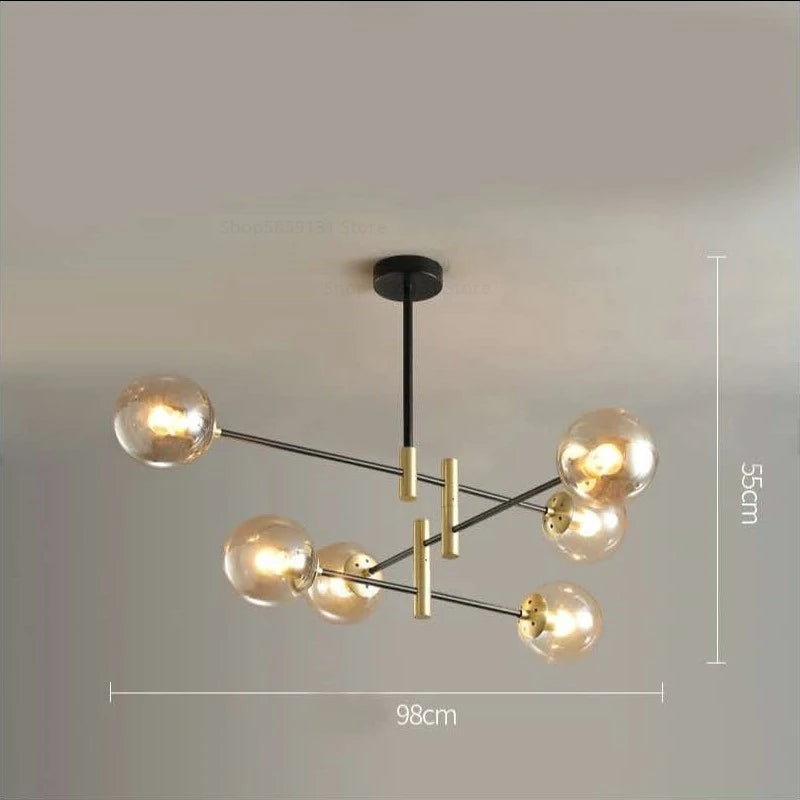 lustre led moderne boule de verre nordique luminaires créatifs - vue 15 sur 18