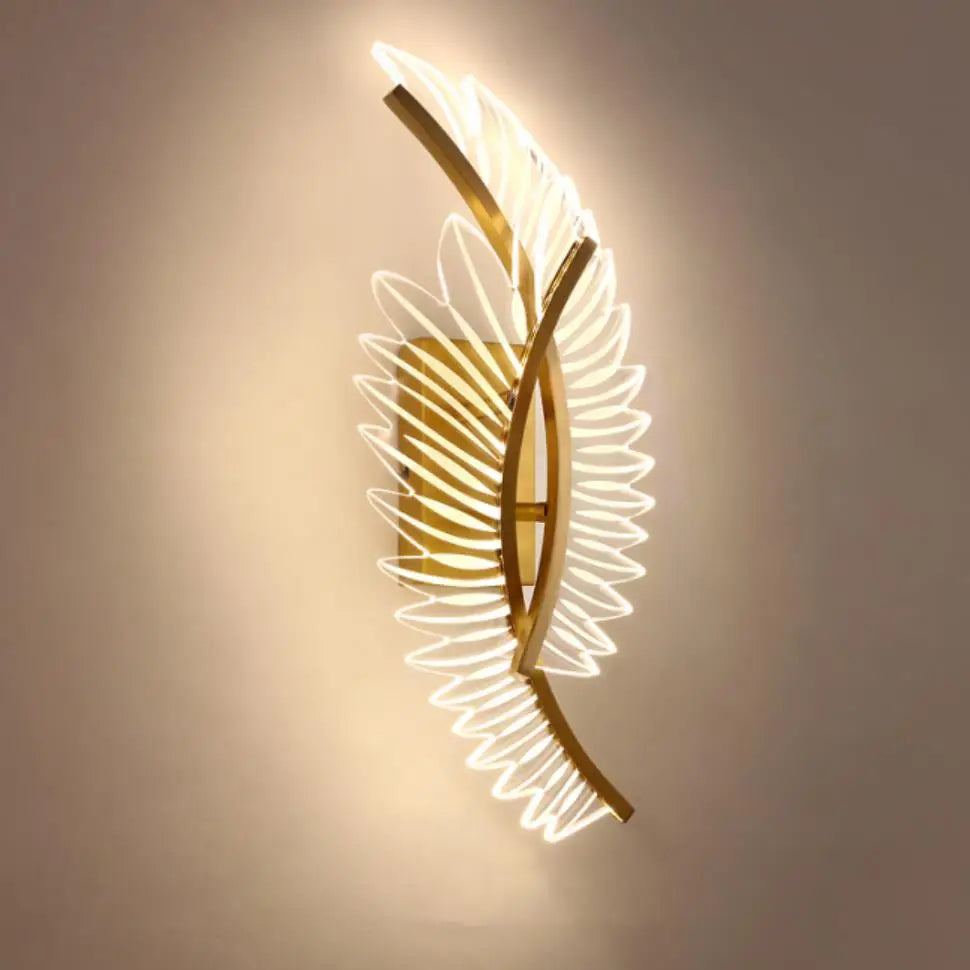 applique murale led nordique en laiton avec ailes d'ange - vue 2 sur 9