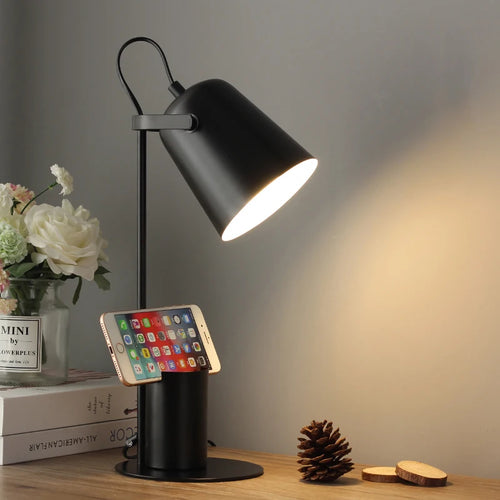 lampe de table led réglable style nordique avec porte-stylo protection yeux - vue 3 sur 12