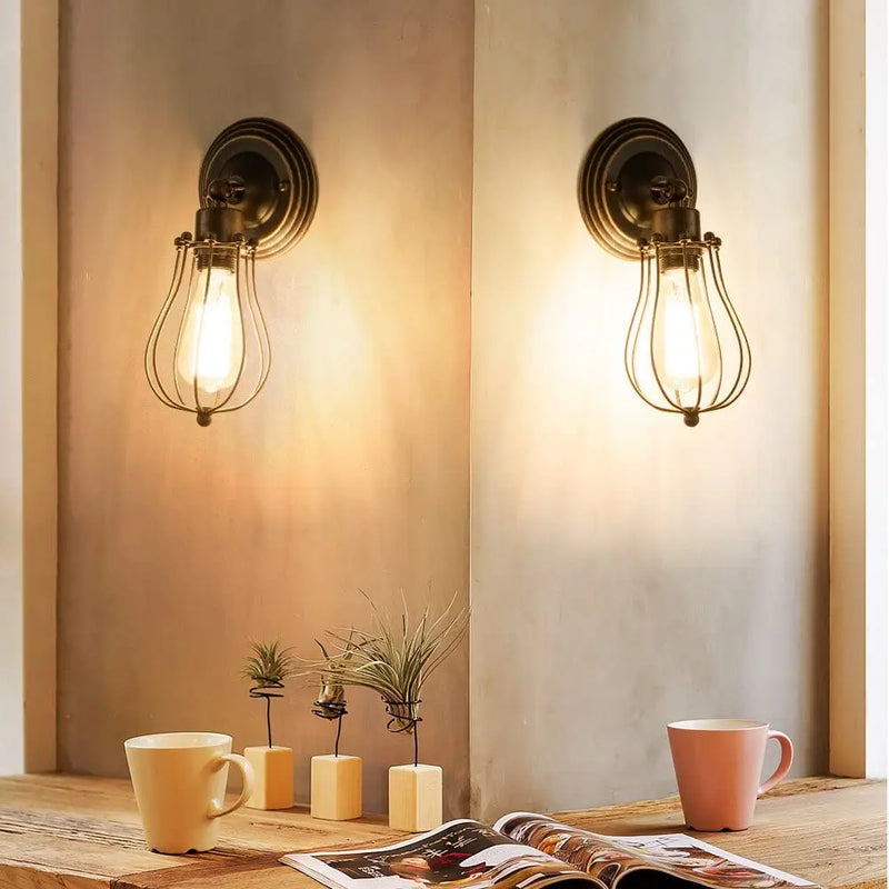 applique murale industrielle vintage avec abat-jour réglable et led