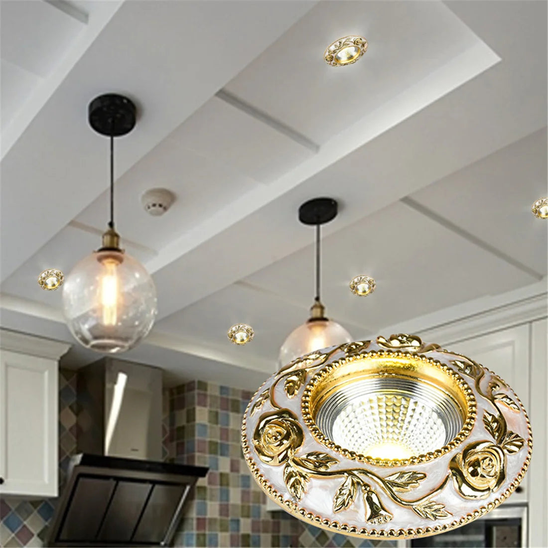 spot encastrable à led motif rose dorée style européen pour intérieur - vue 3 sur 8