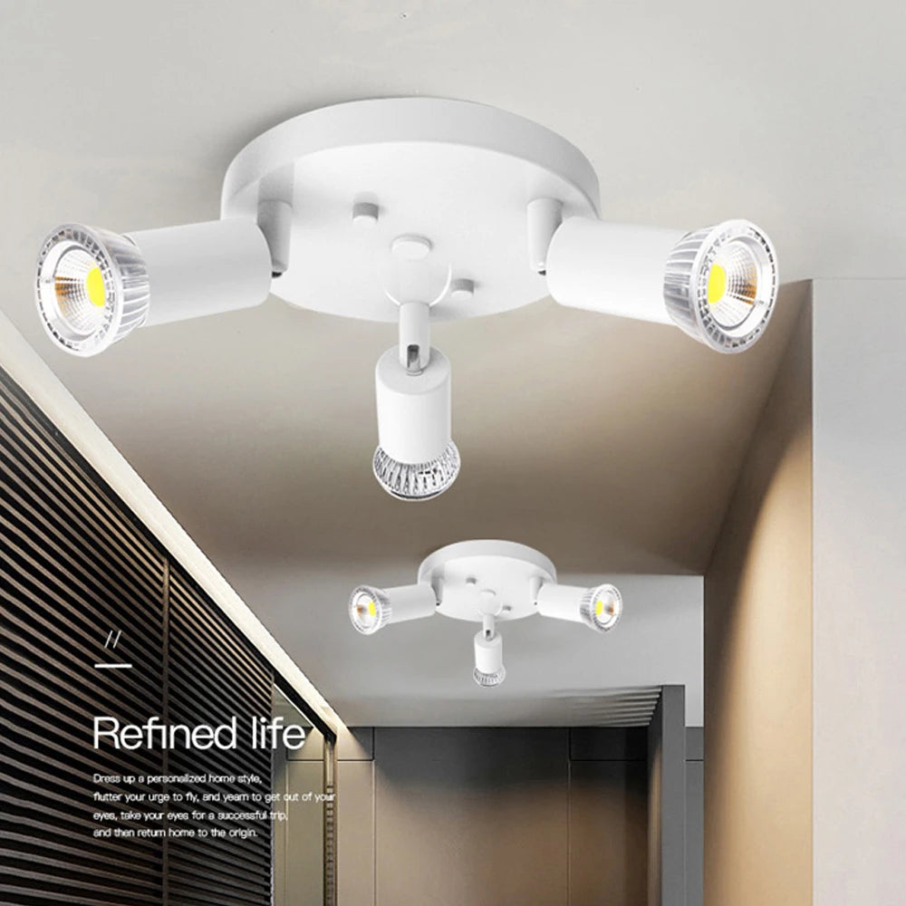 plafonnier led rotatif réglable noir/blanc/argent - vue 4 sur 9