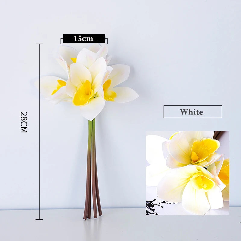 lot de 4 bouquets d'orchidées artificielles pour décoration intérieure festive - vue 9 sur 11
