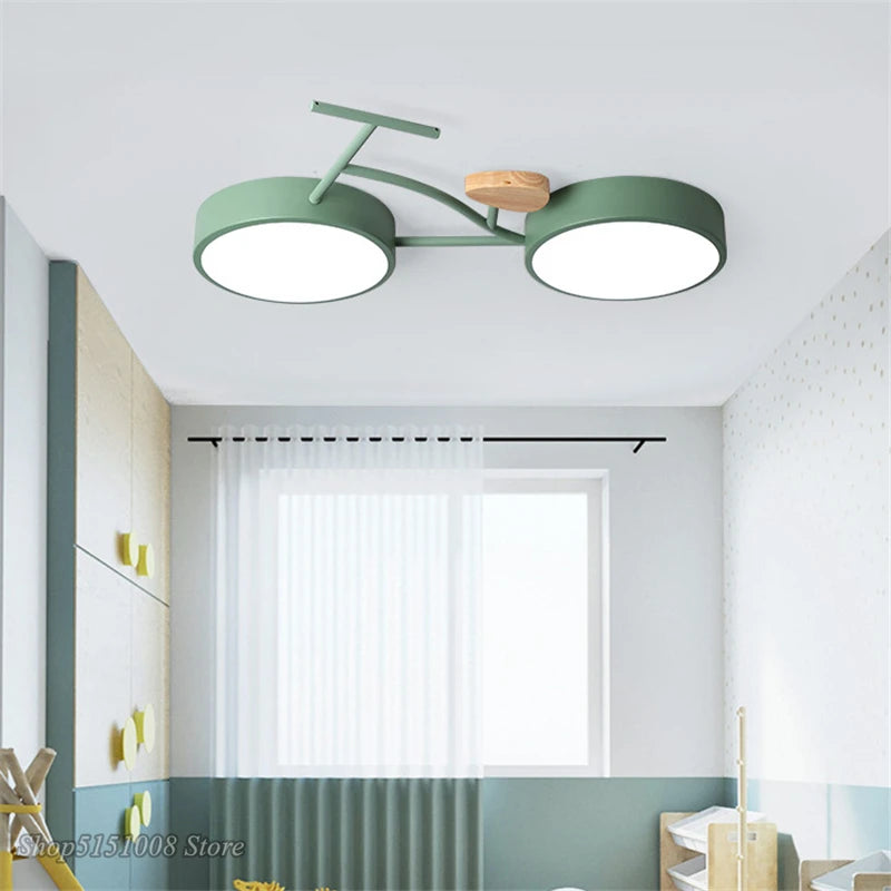 Plafonnier LED nordique 3 couleurs température vélo plafonnier pour enfants chambre enfants chambre de bébé vert blanc gris luminaire