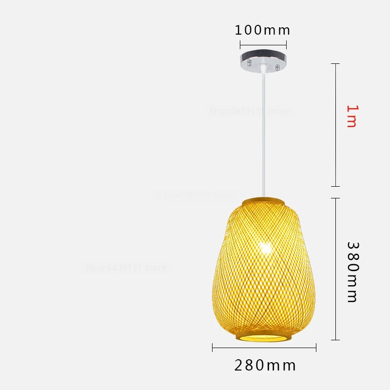 luminaire suspendu en bambou chinois pour restaurant hôtel - vue 19 sur 29