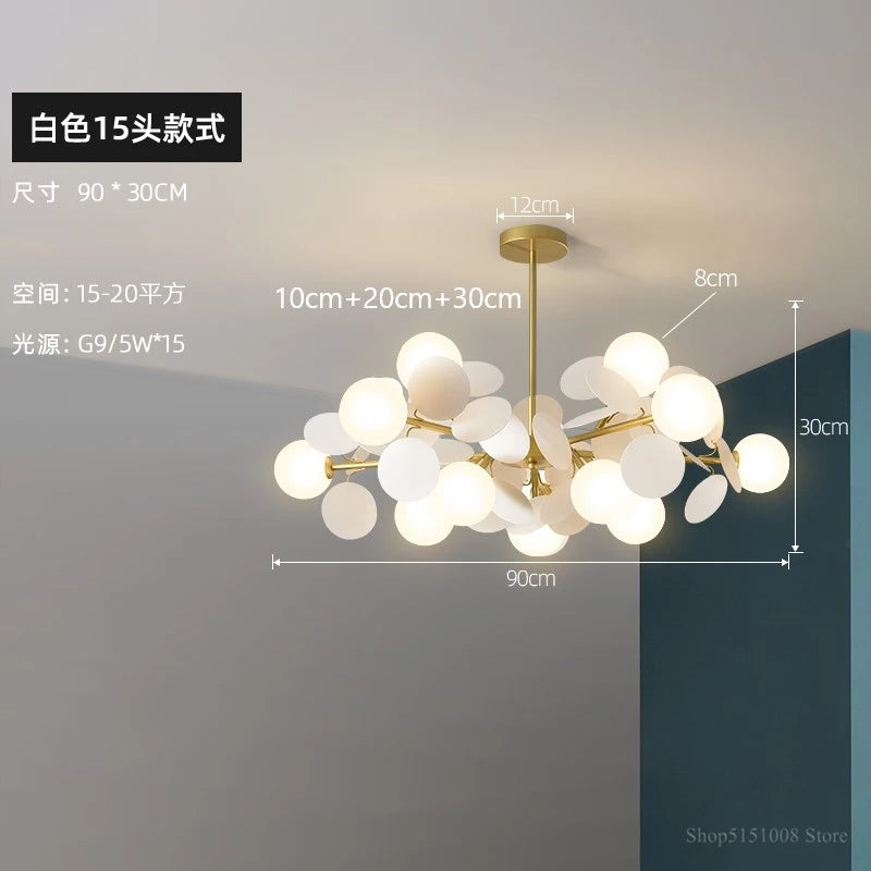 suspension à led design nordique avec fleurs décoratives en acrylique - vue 11 sur 24