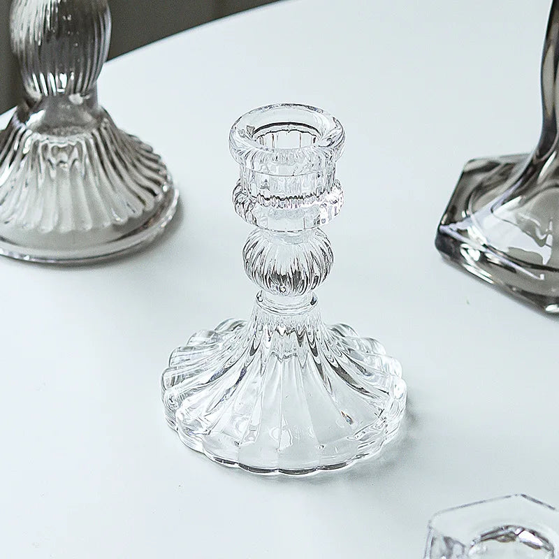 bougeoir en verre pour décoration romantique et centre de table - vue 9 sur 11