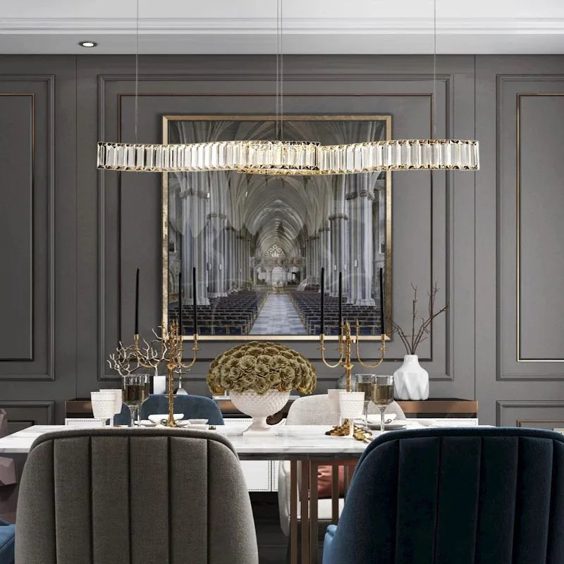 lustre led en bande de cristal design moderne simple et créatif - vue 5 sur 8