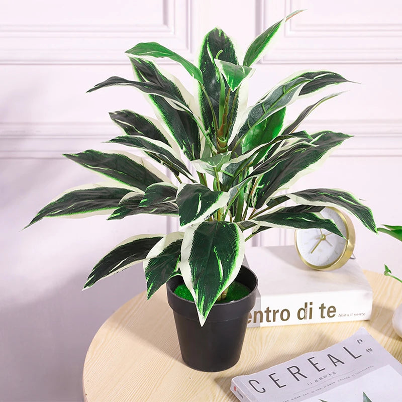 bouquet de plantes artificielles monstera tropicales pour décoration intérieure - vue 3 sur 9
