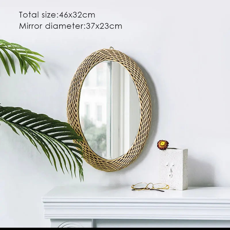 miroir en rotin japonais tissé à la main pour décoration moderne - vue 12 sur 12