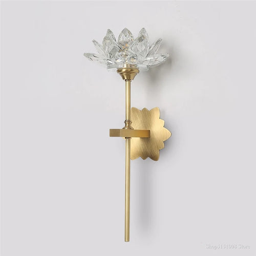applique murale led en cristal style lotus pour décoration intérieure - vue 2 sur 8