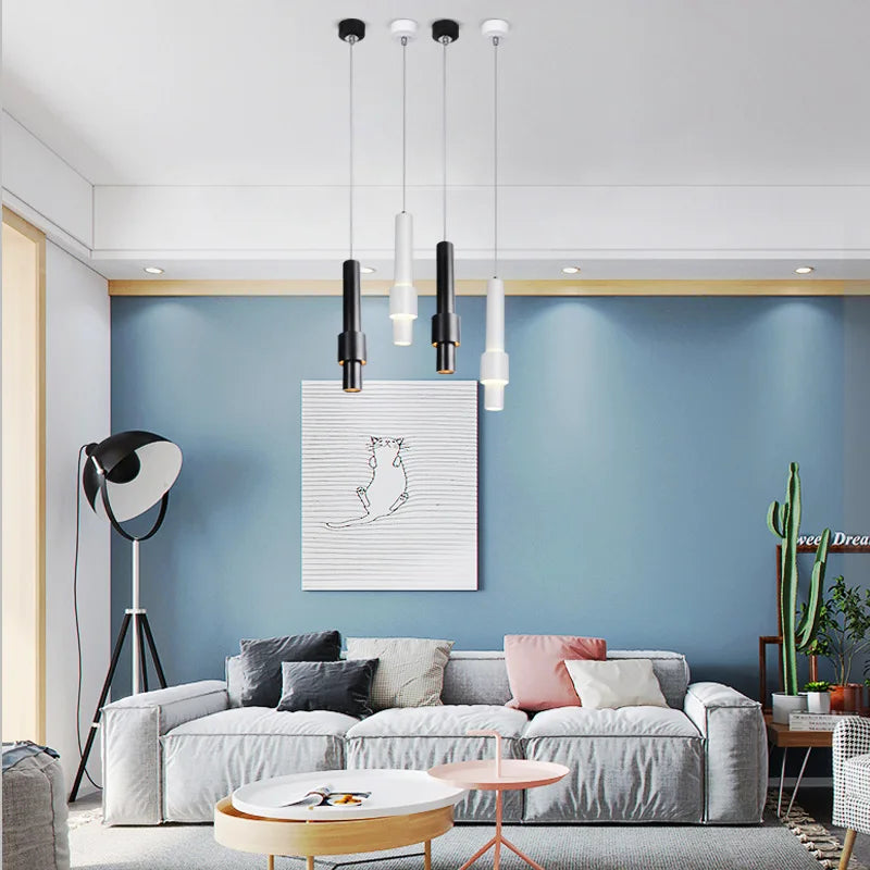 lustre nordique dimmable tube led suspendu éclairage intérieur piste