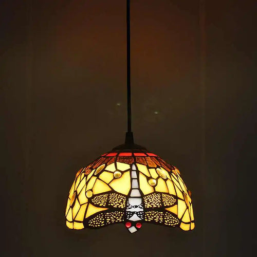 lustre en vitrail style tiffany pour éclairage décoratif antique - vue 16 sur 19