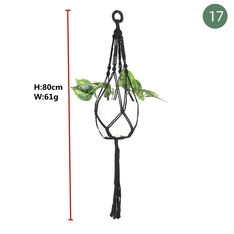 paniers suspendus en macramé pour plantes et décoration - vue 20 sur 30