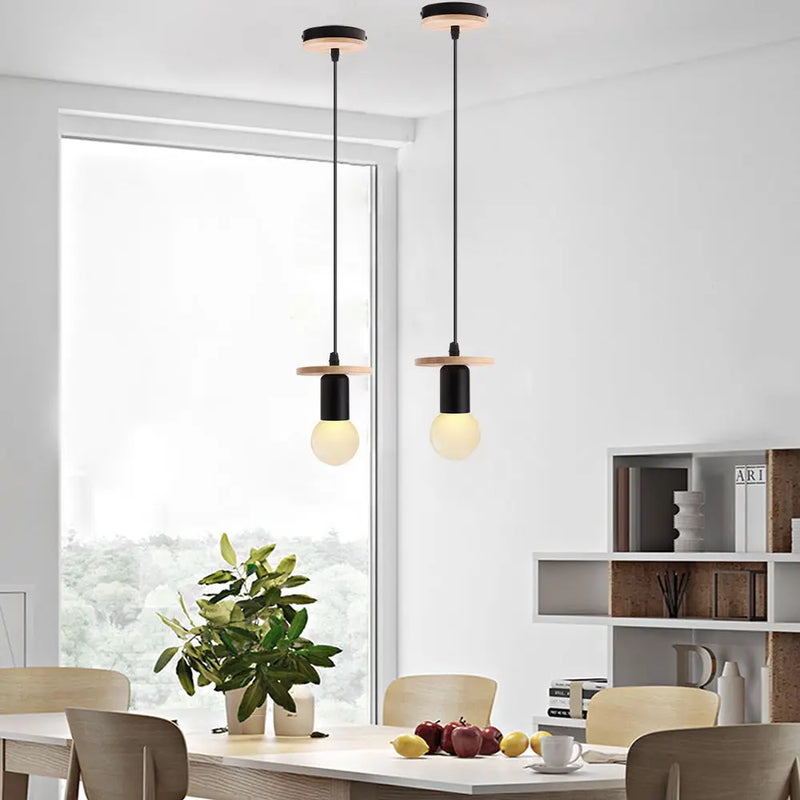 Nordique Simple bois bois suspension lumières Led suspension luminaire luminaire cuisine île Bar hôtel chambre d'enfants décor à la maison