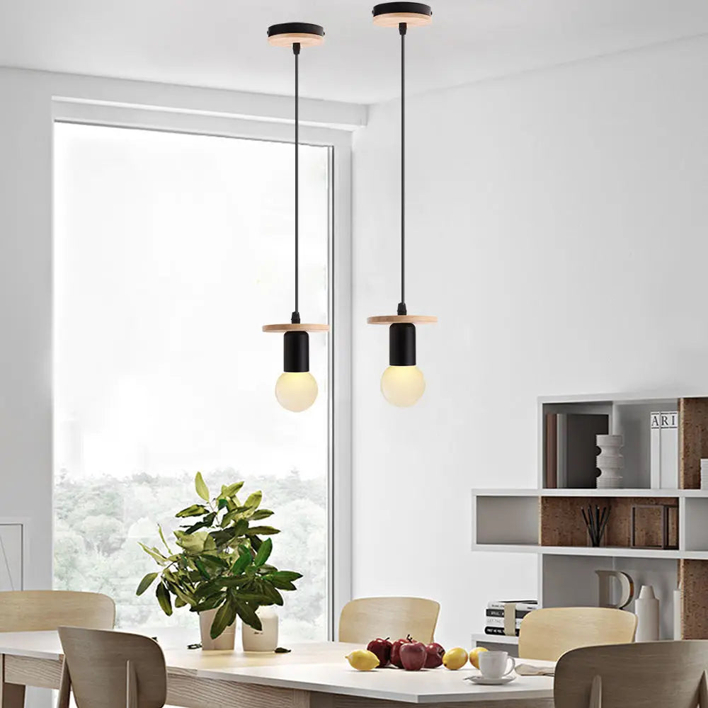 suspension led en bois simple nordique pour décoration maison