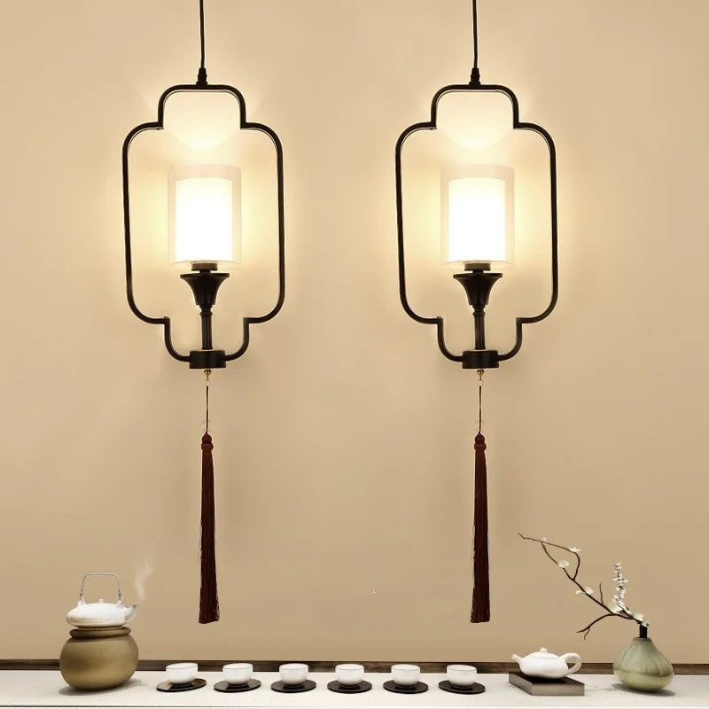 lustre chinois moderne simple avec lumières led suspendues