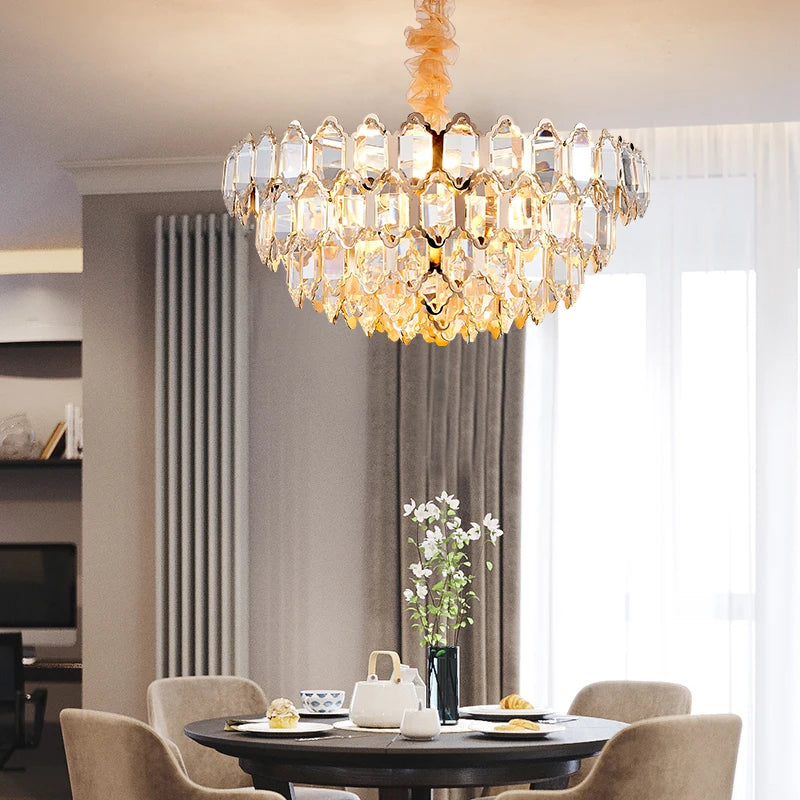 lustre moderne en cristal design avec éclairage led - vue 3 sur 16