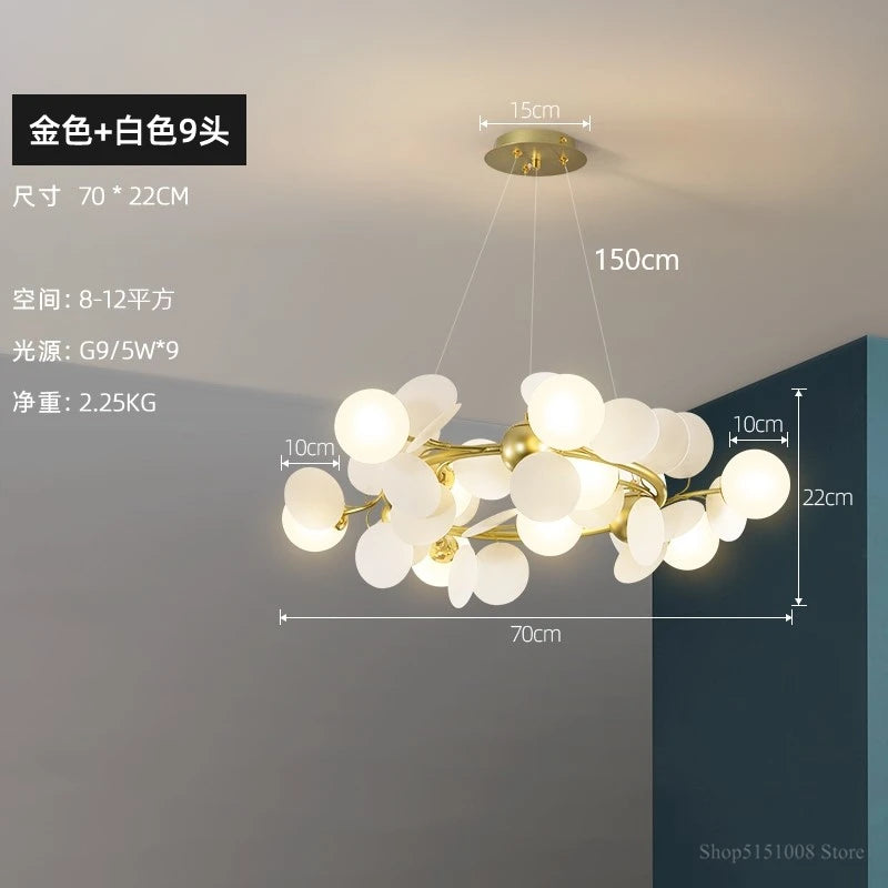 suspension à led design nordique avec fleurs décoratives en acrylique - vue 9 sur 24