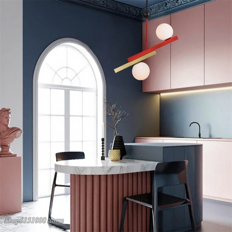 Suspension en verre LED nordique art moderne Design créatif intérieur décor à la maison luminaires Loft couleur lampe suspendue Luminaire - vue 4 sur 16