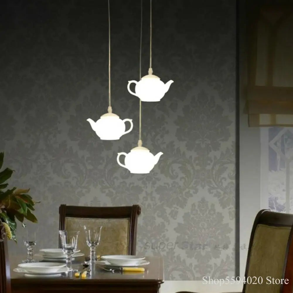 lustre créatif en forme de théière design moderne suspendu - vue 5 sur 6