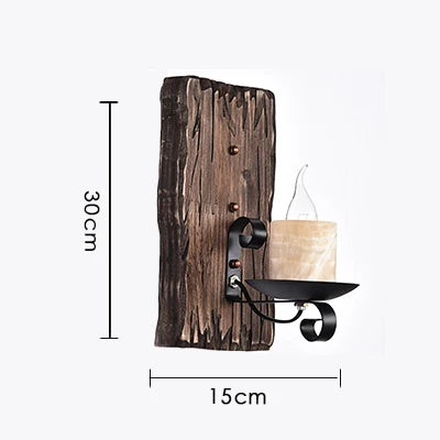 applique murale industrielle nostalgique en bois pour bar café - vue 8 sur 8