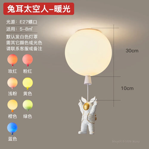 plafonnier led nordique créatif astronaute ballon pour enfants - vue 16 sur 21