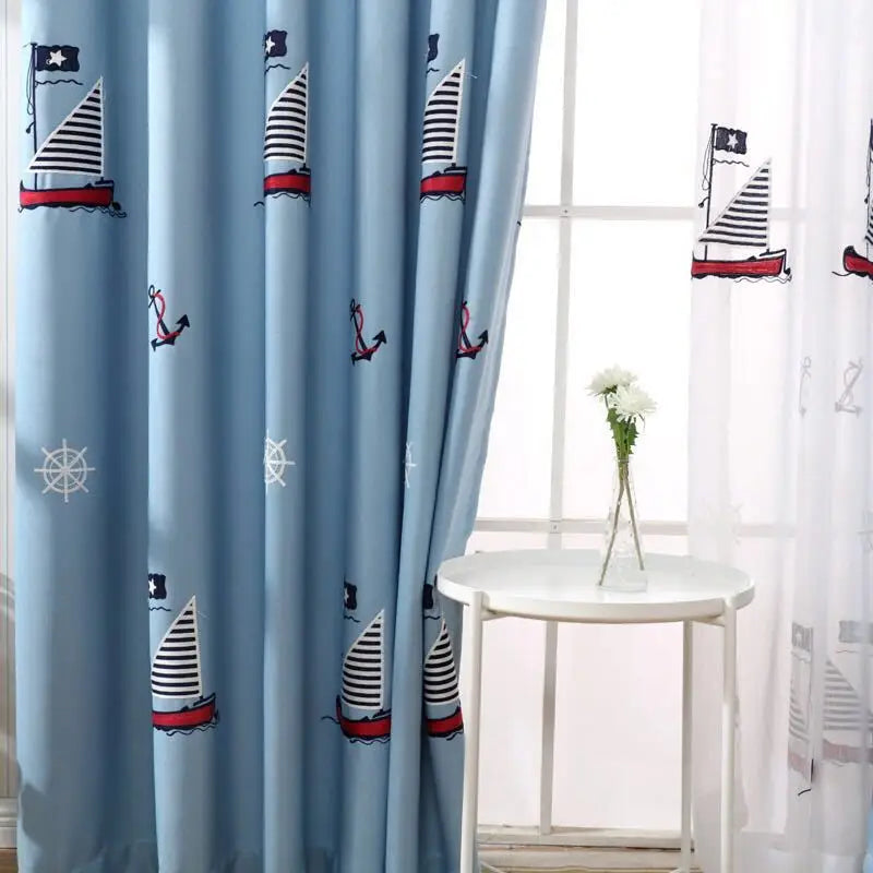 Rideau chambre enfant motif cartoon étoiles fusée