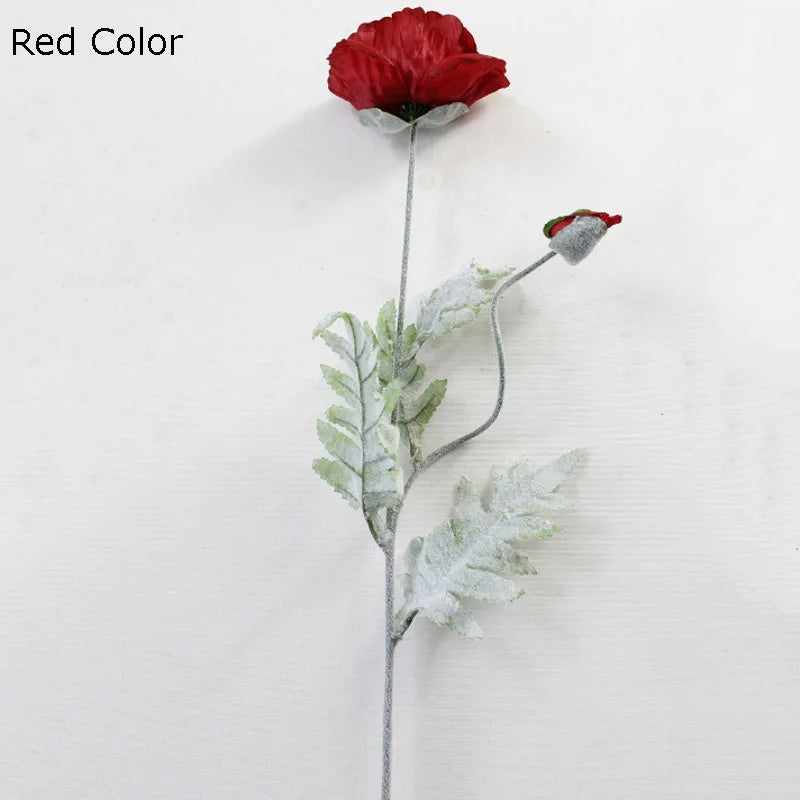 grande branche de fleurs artificielles pavot pour décoration printemps - vue 7 sur 9