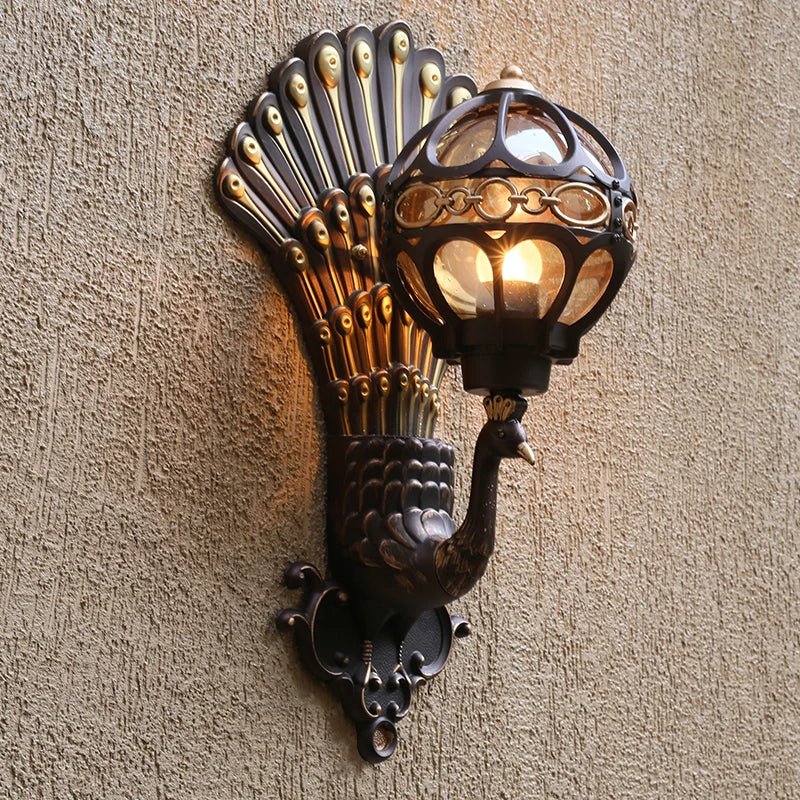 applique murale Style européen rétro paon Led hôtel Art balcon Villa porte lumière adapté à l'éclairage intérieur/extérieur