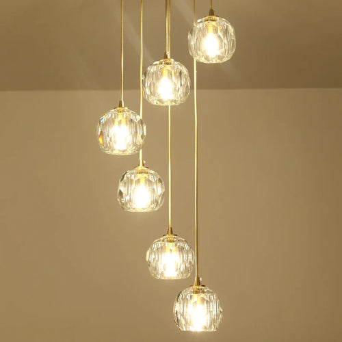 suspension en cristal k9 en cuivre design nordique créatif - vue 3 sur 13