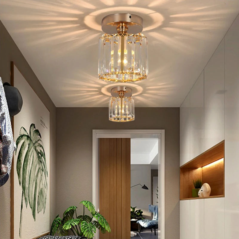 plafonnier cristal led lumières carré rond salon - vue 3 sur 11