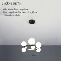 lustre verre moderne noir or argent led