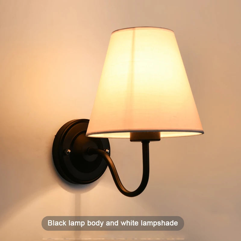 applique murale rétro américaine en tissu avec abat-jour européen led - vue 9 sur 14